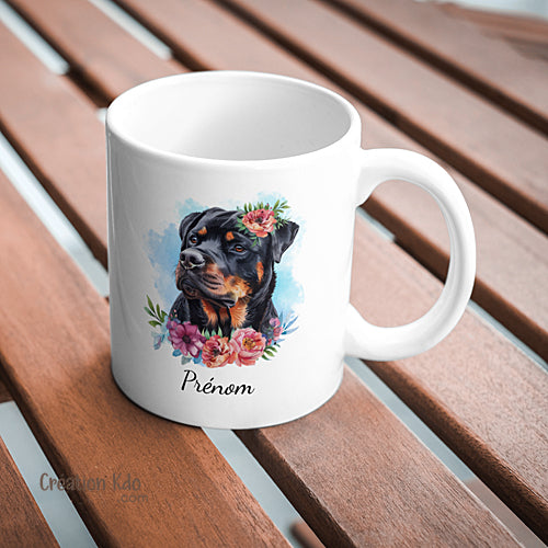 mug rottweiler tasse chien céramique blanc