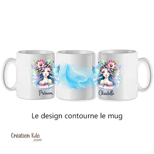 Mug Elfe tons bleus fantaisie féerique