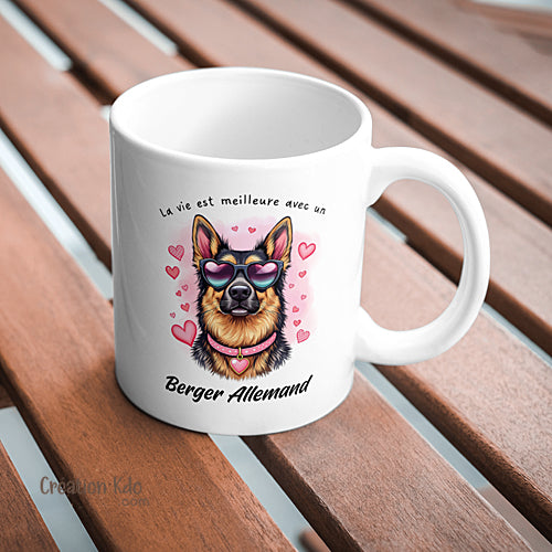 mug la vie est meilleure avec un berger allemand tasse personnalisée