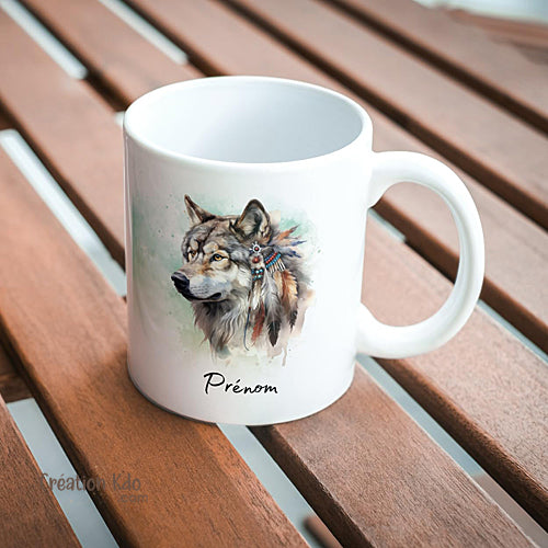 mug indien amérindien tasse loup native america