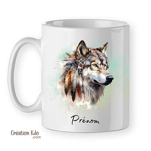 mug indien amérindien tasse loup native america prénom cadeau