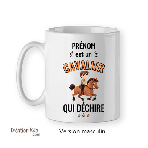 mug cavalière qui déchire tasse cadeau cheval équitation homme