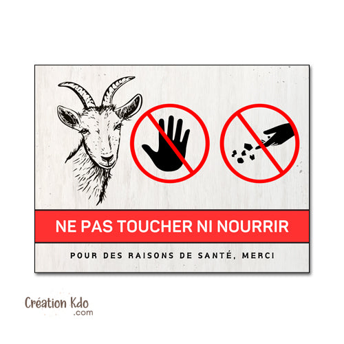 panneau ne pas nourrir chèvre plaque de box ne pas donner à manger aux animaux chevaux pancarte écurie prairie