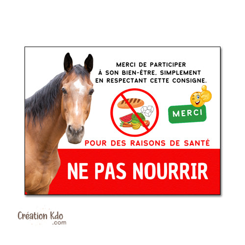 panneau ne pas nourrir pour raison de santé plaque ne pas donner à manger aux animaux cheval pancarte
