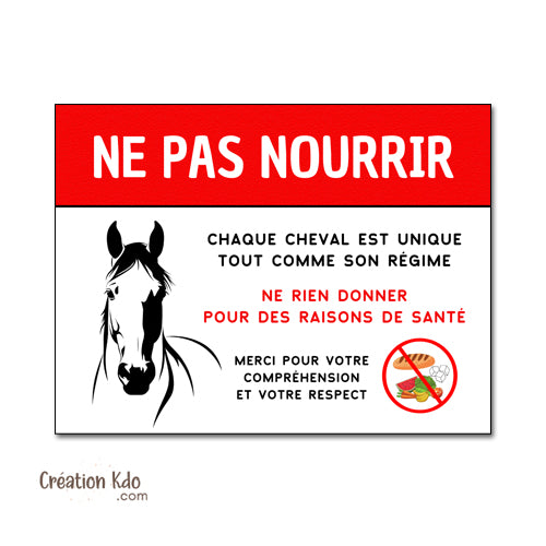 panneau ne pas nourrir chevaux pour raison de santé plaque ne pas donner à manger aux animaux cheval pancarte box
