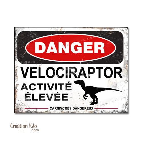 panneau jurassic park velociraptor plaque rétro