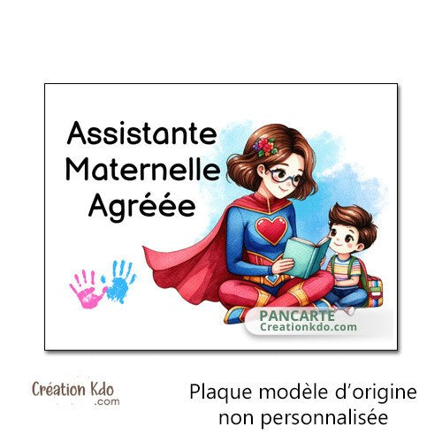 Plaque assistante maternelle panneau nounou nourrice métier pancarte personnalisée texte