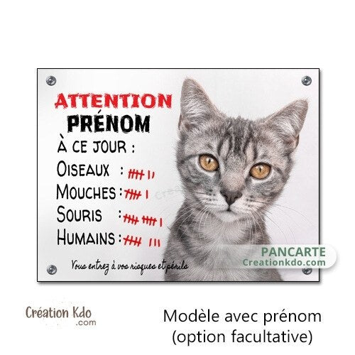 plaque humour attention au chat panneau pancarte