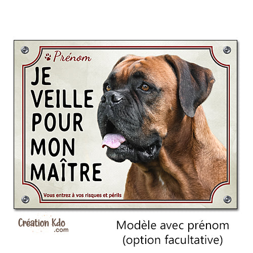 panneau chien boxer attention au chien plaque portail je monte la garde je veille pour mon maitre