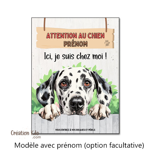 plaque dalmatien attention au chien panneau portail je monte la garde
