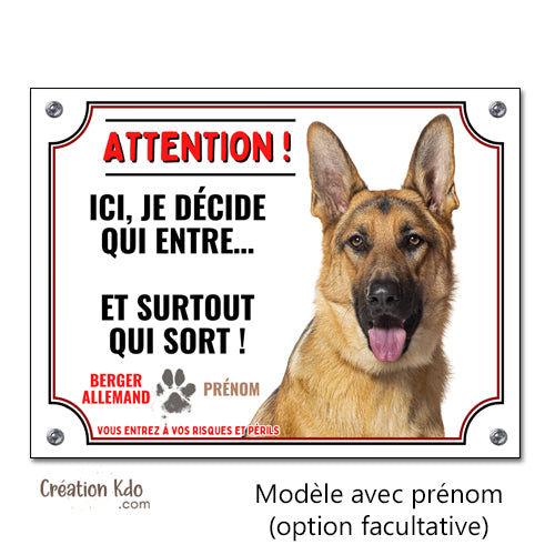 panneau attention au chien berger allemand plaque monte la garde à personnaliser