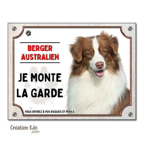 berger australien rouge plaque attention au chien panneau portail je monte la garde