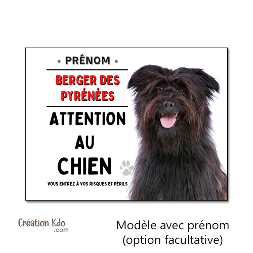 panneau attention au chien berger des pyrénées plaque je monte la garde personnalisable