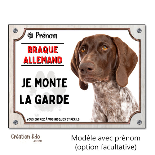 plaque braque allemand attention au chien panneau portail je monte la garde