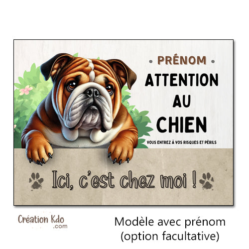 bulldog anglais plaque chien vintage déco murale monte la garde pancarte panneau