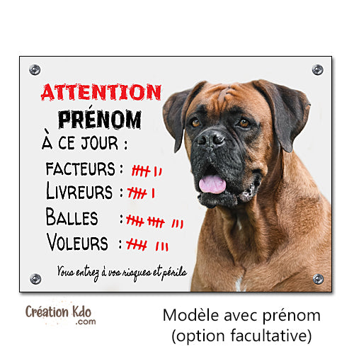 panneau chien boxer attention au chien plaque portail je monte la garde