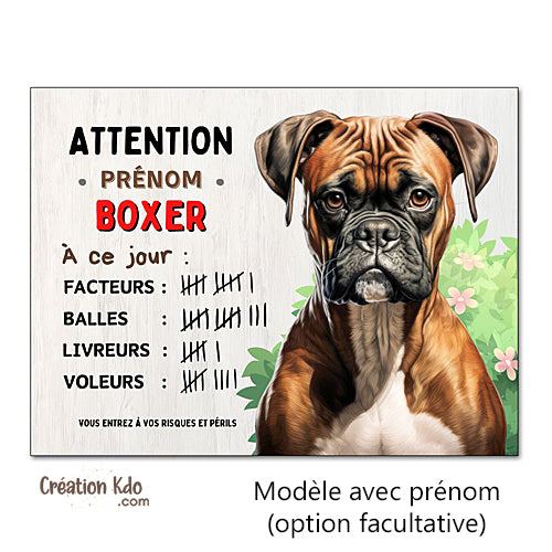 plaque chien boxer attention au chien panneau portail je monte la garde à ce jour facteur balles