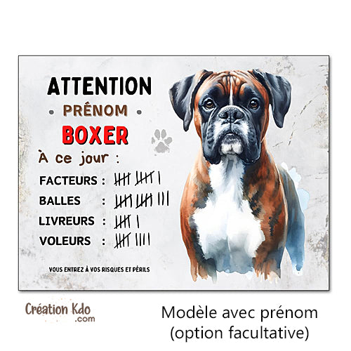 panneau chien boxer attention au chien plaque portail je monte la garde
