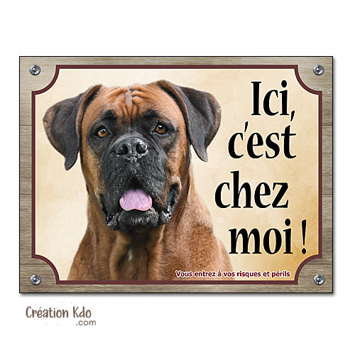 panneau chien boxer attention au chien plaque portail je monte la garde c'est chez moi