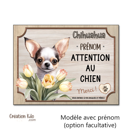 Plaque Chihuahua Attention au Chien Merci déco maison Panneau portail