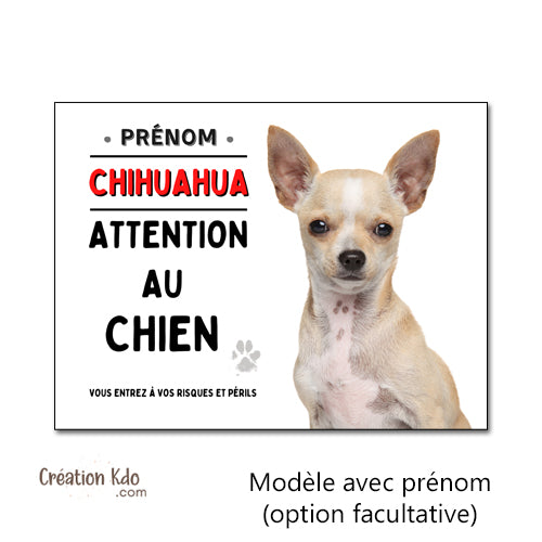 Plaque Chihuahua Panneau de portail attention au chien photo personnalisée
