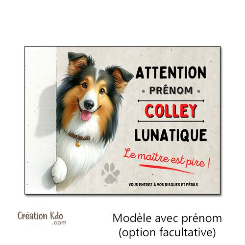 Plaque Colley Panneau mignon humour chien lunatique le maître est pire déco portail