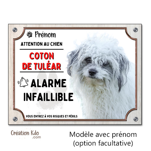 plaque attention au chien coton de tuléar panneau monte la garde humour alarme