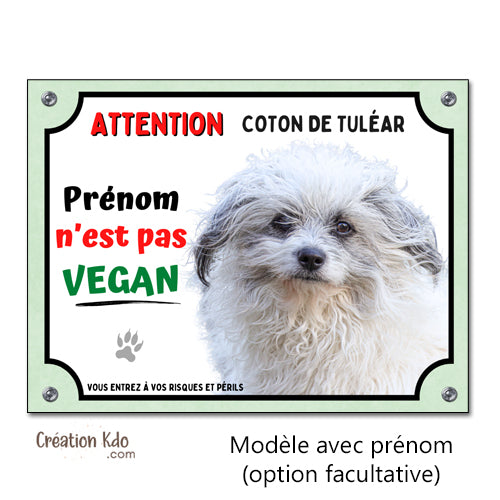 plaque humour coton de tuléar panneau attention au chien je monte la garde personnalisé vegan