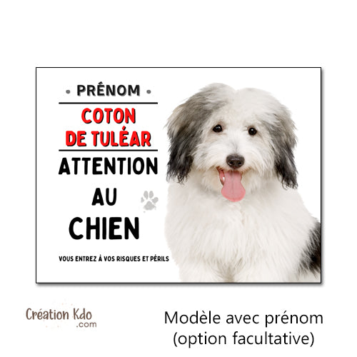 Plaque Attention au Chien Coton de Tuléar Panneau