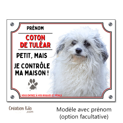 plaque humour coton de tuléar panneau attention au chien je monte la garde personnalisé