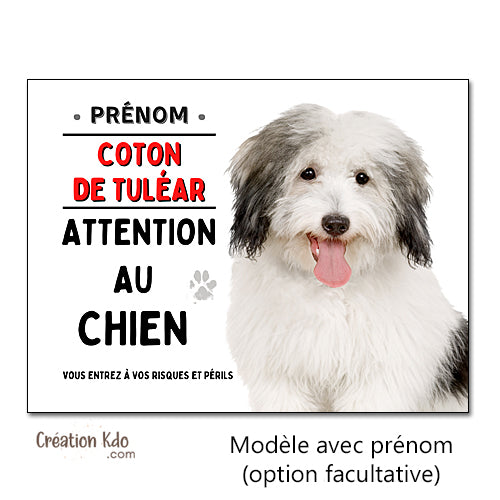 Plaque Attention au Chien Coton de Tuléar Panneau