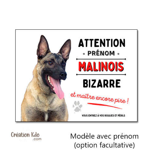 panneau attention au chien malinois bizarre plaque portail je monte la garde