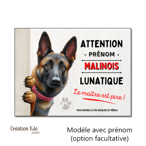 panneau malinois attention au chien berger belge plaque portail je monte la garde