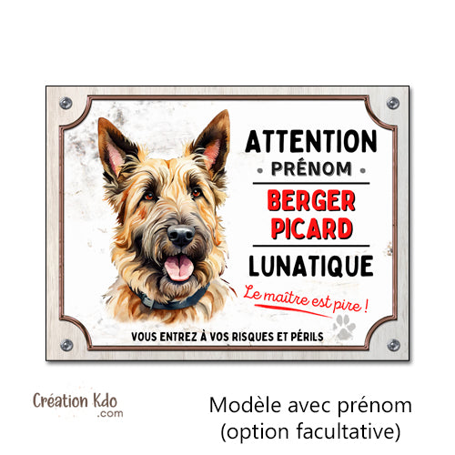 panneau berger picard picardie je monte la garde plaque attention au chien lunatique pancarte