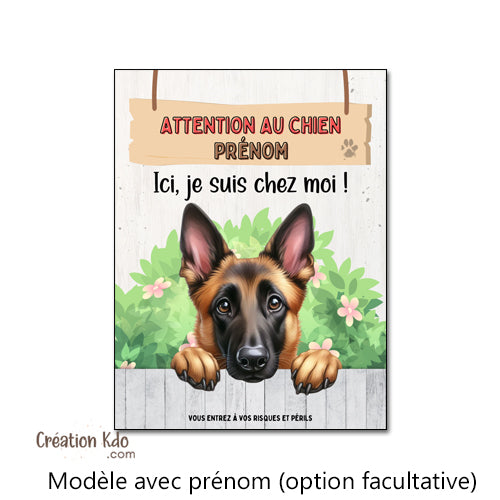 plaque attention malinois monte la garde panneau chien portail berger belge pancarte