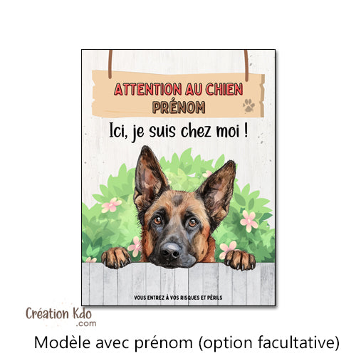 panneau malinois attention au chien berger belge plaque portail je monte la garde