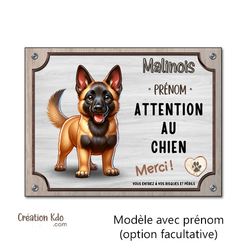 je monte la garde malinois plaque panneaux chien portail