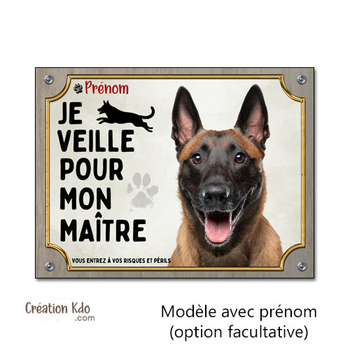 panneau malinois attention au chien berger belge plaque portail je monte la garde