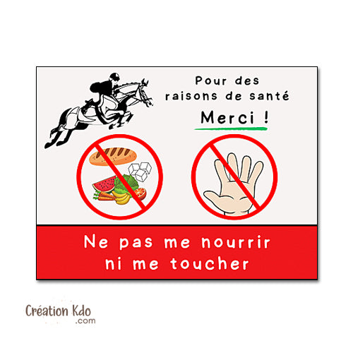 panneau ne pas nourrir cheval plaque de box ne pas donner à manger aux animaux chevaux pancarte écurie prairie