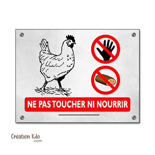 panneau ne pas nourrir poules coq oiseau plaque ne pas donner à manger aux animaux chevaux pancarte