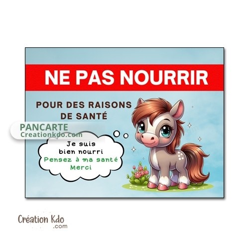 panneau ne pas nourrir cheval raison de santé plaque ne pas donner à manger aux animaux chevaux pancarte je suis bien nourri