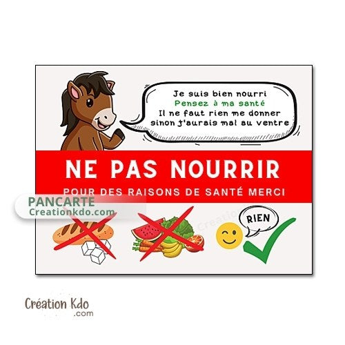panneau ne pas nourrir cheval plaque ne pas donner à manger aux animaux chevaux pancarte