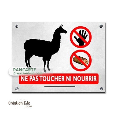 ne pas nourrir lama alpaga animaux panneau plaque de box