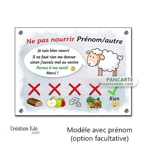plaque ne pas nourrir mouton panneau prairie cloture cheval
