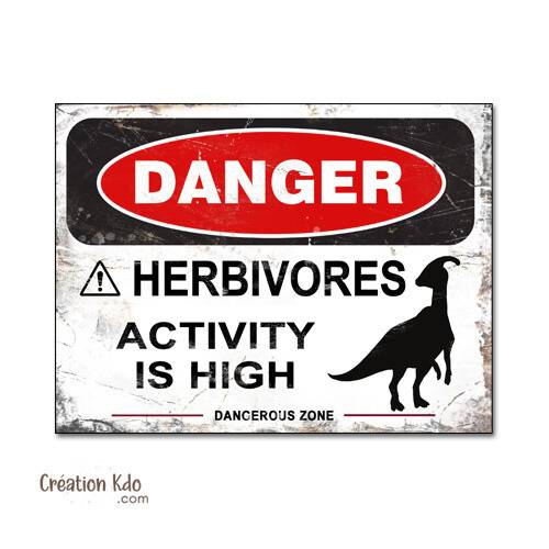 panneau danger dinosaure plaque jurassic park pancarte area dino pancarte vintage rétro