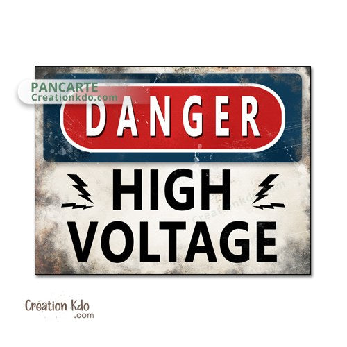 panneau danger dinosaure rétro area jurassic park plaque déco murale high voltage