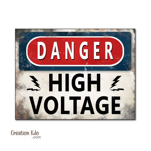 panneau danger dinosaure rétro area jurassic park plaque déco murale high voltage