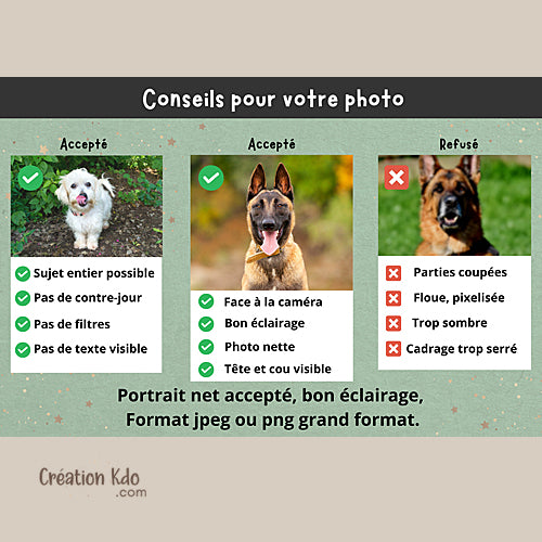 Plaque personnalisée photo chien Attention Je monte la garde Panneau au format portrait style rétro