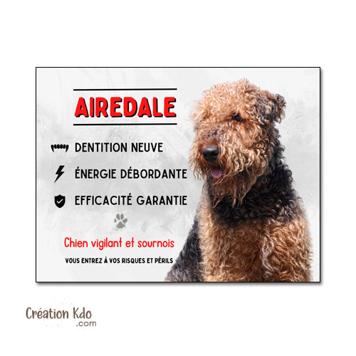 plaque attention au chien vigilant panneau airedale je monte la garde pancarte