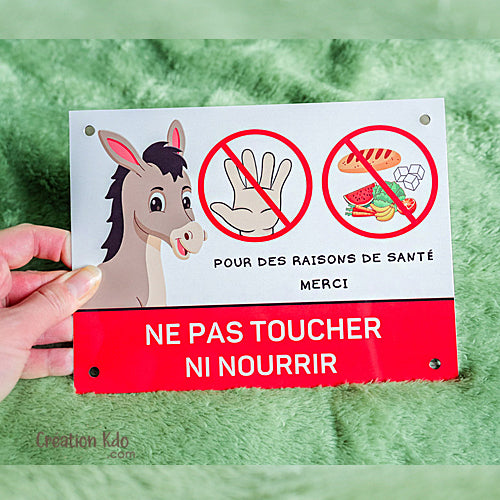 plaque ne pas toucher ni nourrir âne panneau de box cheval écurie